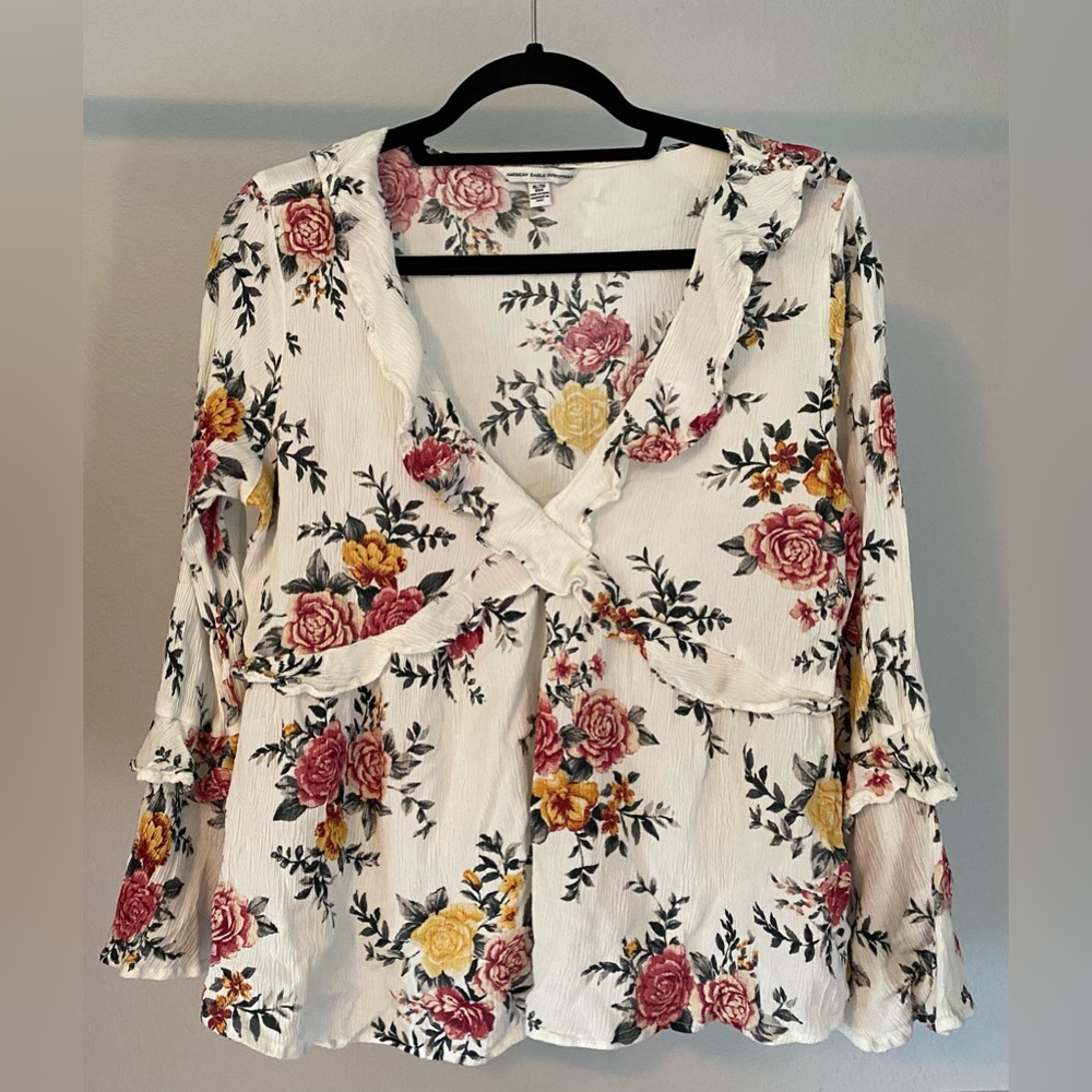 AE Long Sleeve Ruffle Blouse